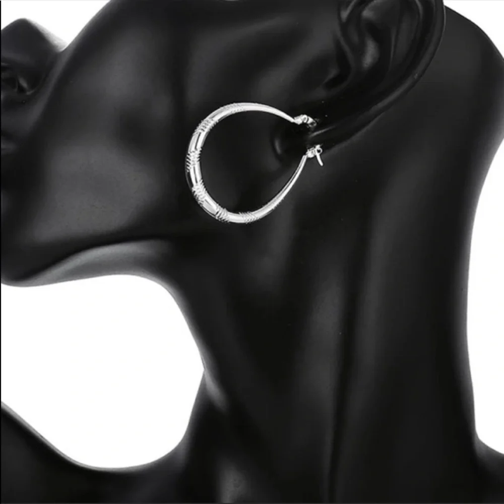 NEW 925 STERLING SILVER HOOP EARRINGS - Picture 5 of 6